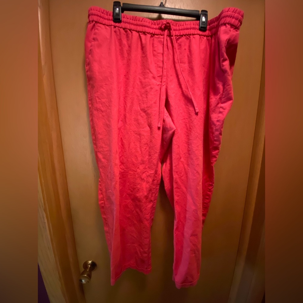 J. Crew Factory women’s plus size cotton-linen drawstring pants size 18